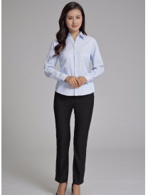 女式長袖襯衣 藍色條紋