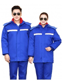 39、D007 艷藍 中石化線卡防靜電羽絨服2色 外皮雙層